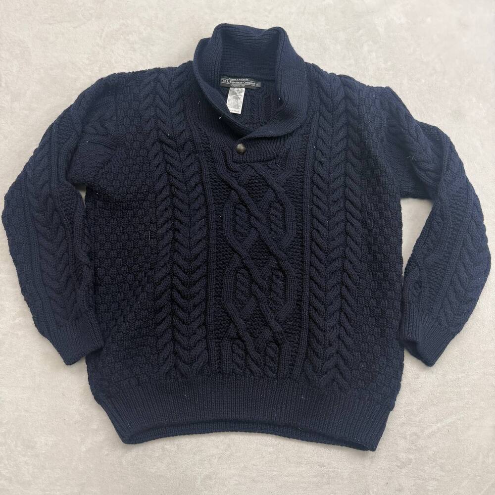 The J. Peterman Company Men's Shawl Collar Sweater Navy Size XL Wool Ireland